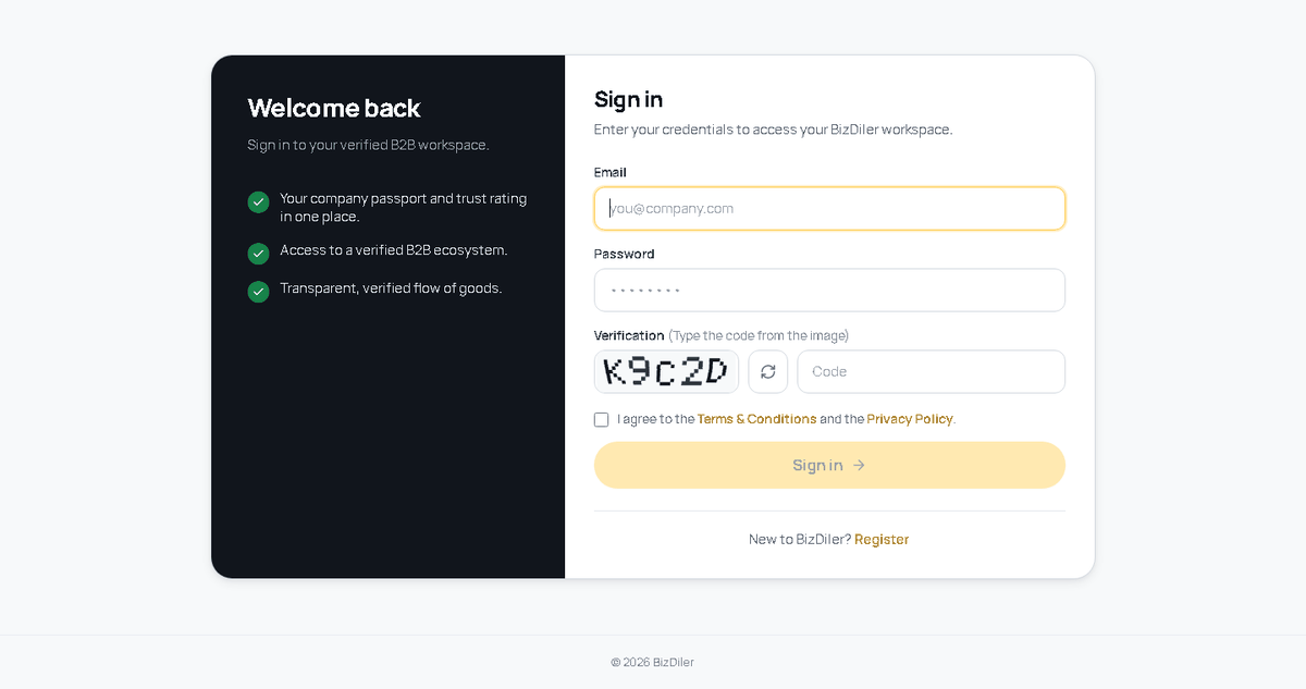 Brand login page